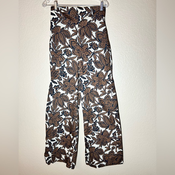 Zara Floral Wide Leg Pants Size S Boho Brown Print SIZE SMALL - Picture 5 of 10